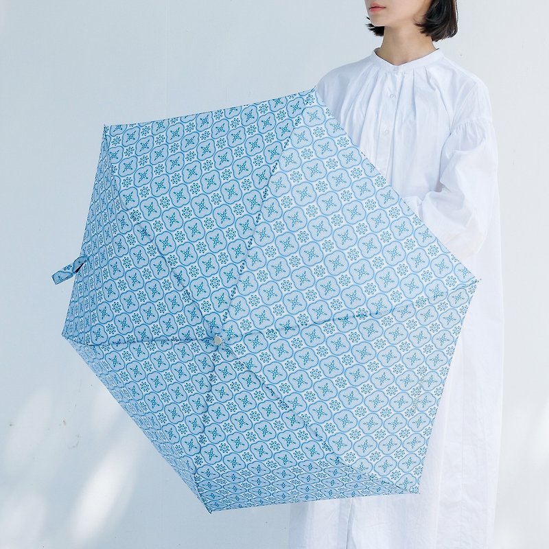 印花樂 x OMBRA聯名 鈦輕超輕量自動傘/玻璃海棠/青花瓷 - 雨傘/雨衣 - 防水材質 藍色