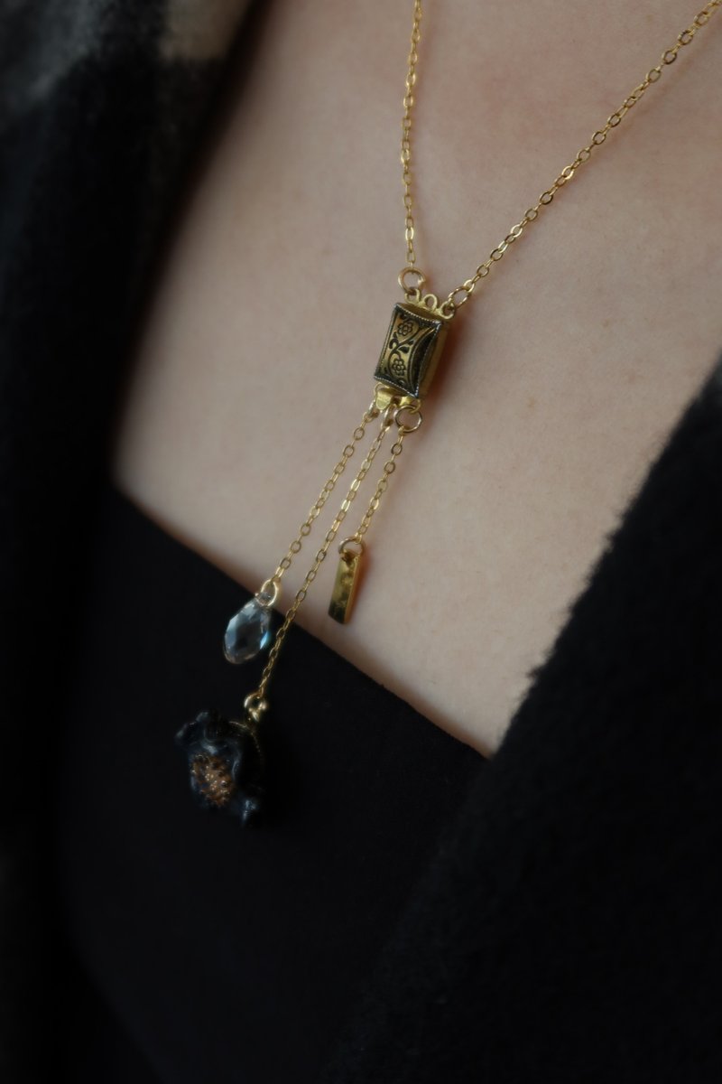 寒梅不凋ミニネックレス\限定アンティークギミックタイプ アンティーク 限定 ショートネックレス ロングネックレス クリスタル - ネックレス - その他の素材 ブルー