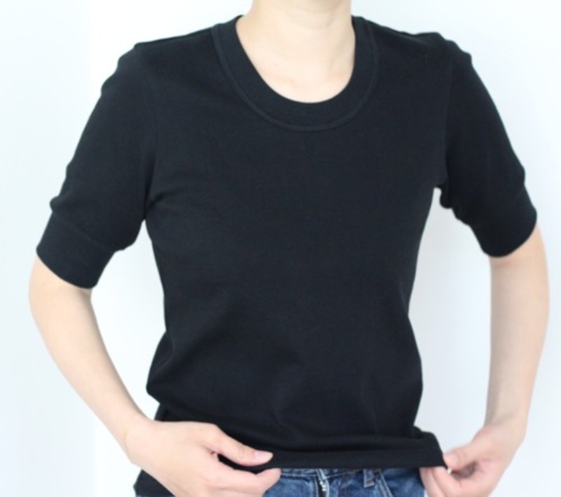 Adult quarter sleeve cuff rib T-shirt with attention to shape [Available in sizes and colors] - เสื้อผู้หญิง - ผ้าฝ้าย/ผ้าลินิน 