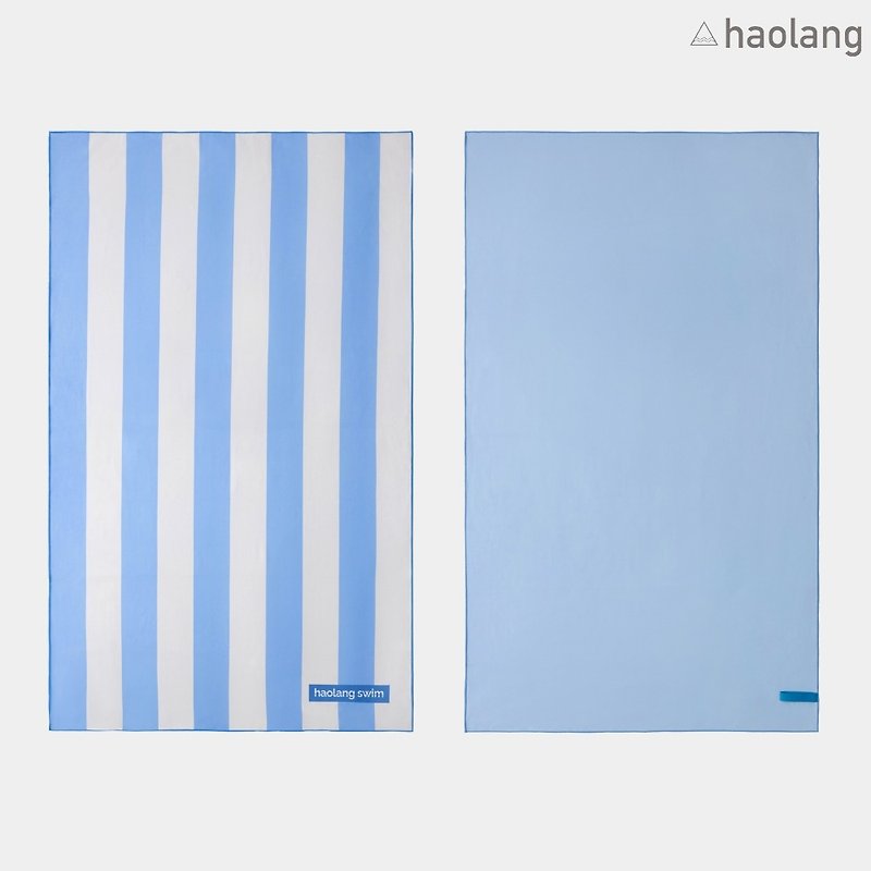 Haolang 藍條紋超吸水運動浴巾(纖維毛)/快乾浴巾 - 運動配件 - 聚酯纖維 