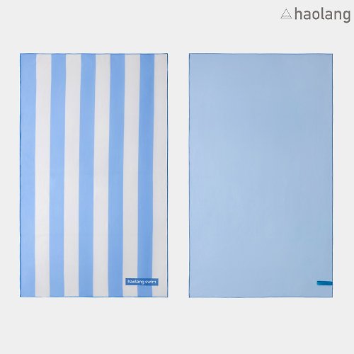 Haolang swim Haolang 藍條紋超吸水運動浴巾(纖維毛)/快乾浴巾