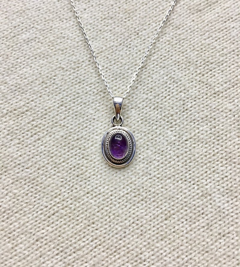Amethyst Pendant Handmade in Nepal 92.5% Silver - Necklaces - Gemstone Purple