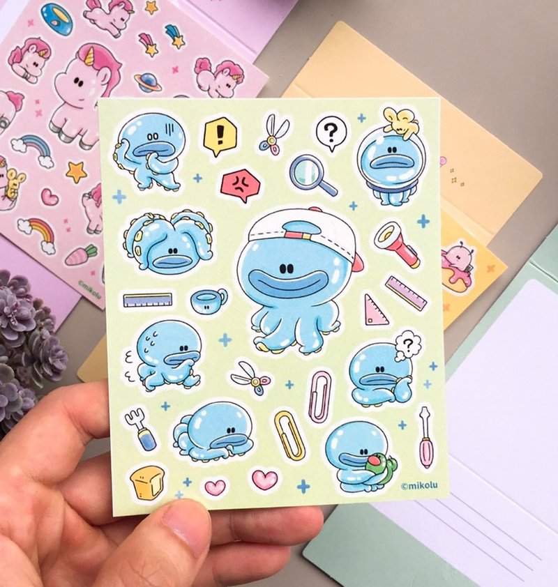 Card sticker pack - ver.3 Octopus - Cards & Postcards - Paper Blue