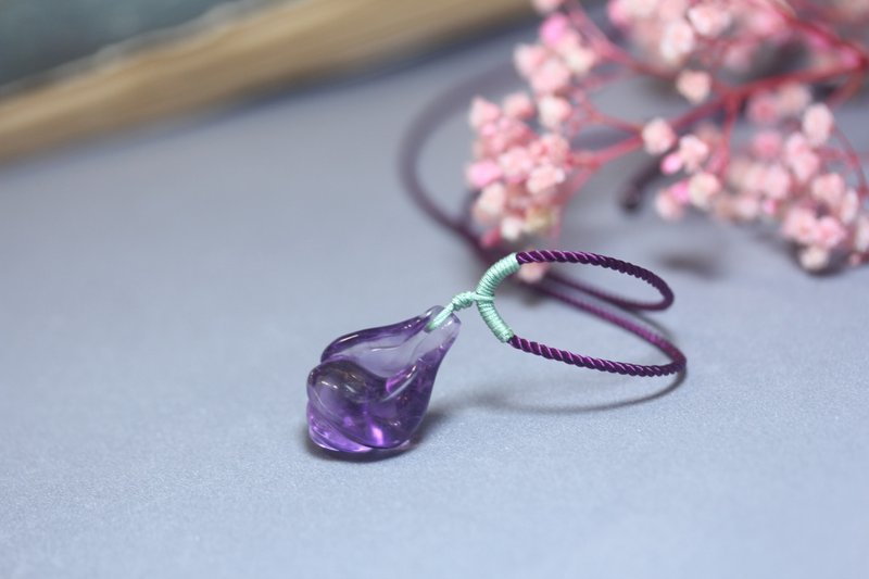 [Conch] Natural amethyst conch necklace pendant pendant original design - Necklaces - Crystal Purple