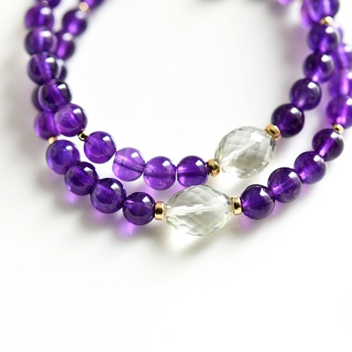 Love fulfillment Love guard Stone Deep purple amethyst and green amethyst  bracelet February birthstone