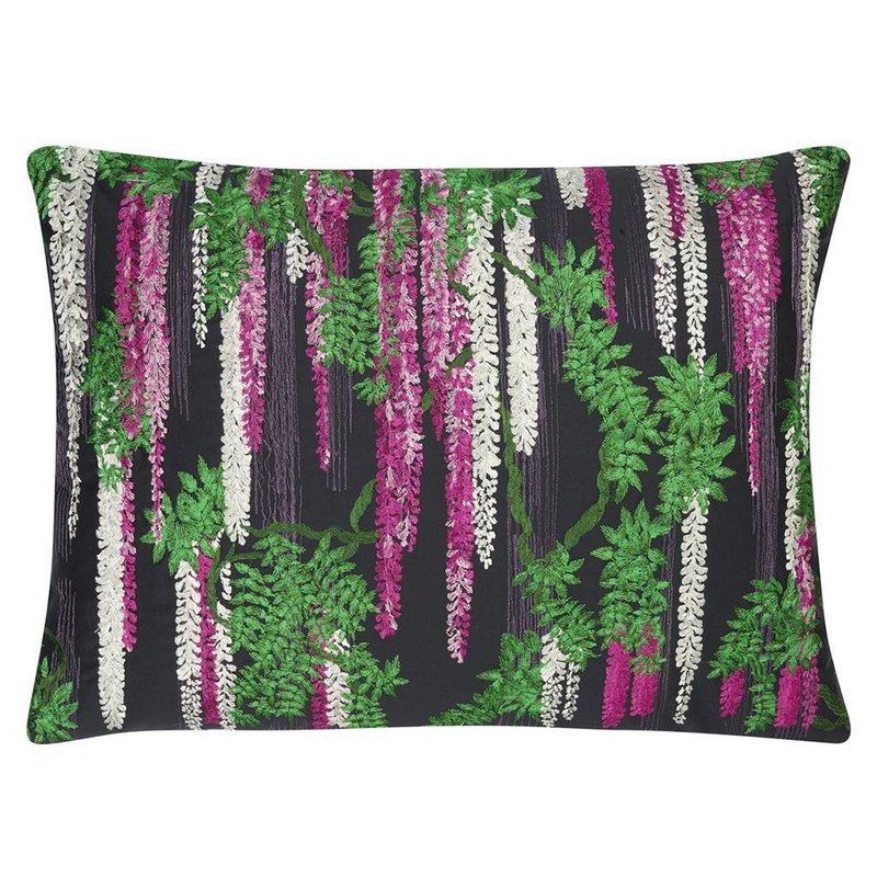 British Throw Pillow/Cushion Wisteria Alba Magenta - 60x45cm - หมอน - วัสดุอื่นๆ หลากหลายสี