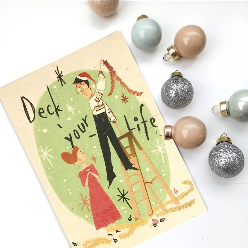 あなたの人生の再生クリスマスカードをデコ - カード・はがき - 紙 グリーン