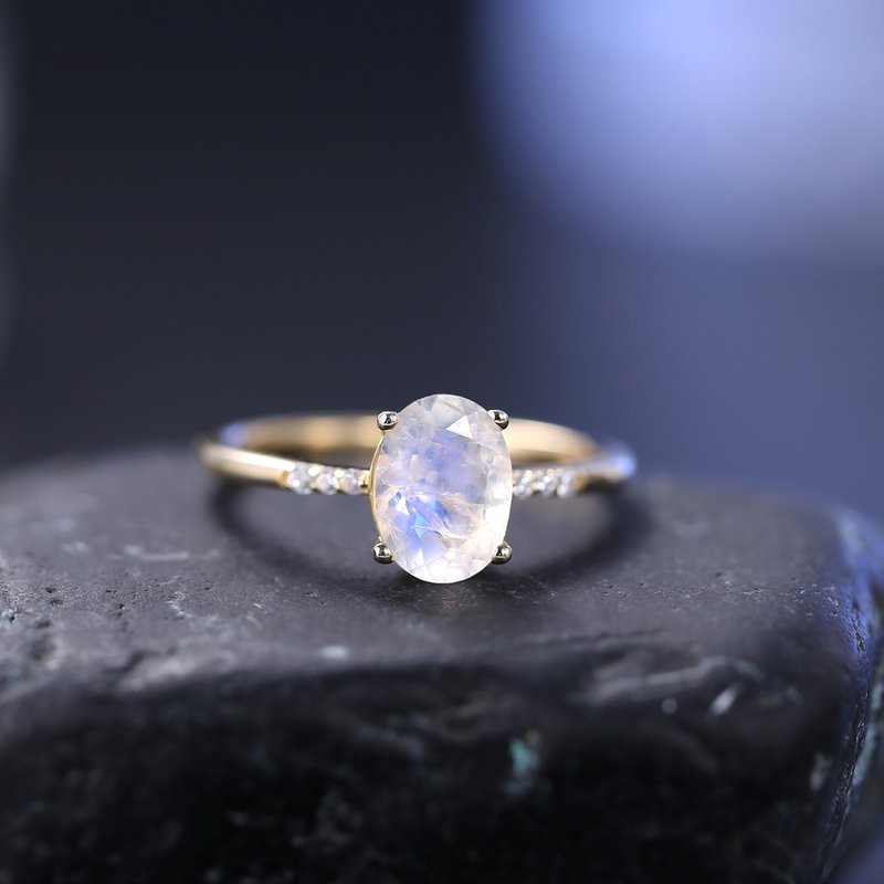 Fire Moonstone Ring, Moonstone Silver Ring, Natural Moonstone Ring - 戒指 - 純銀 