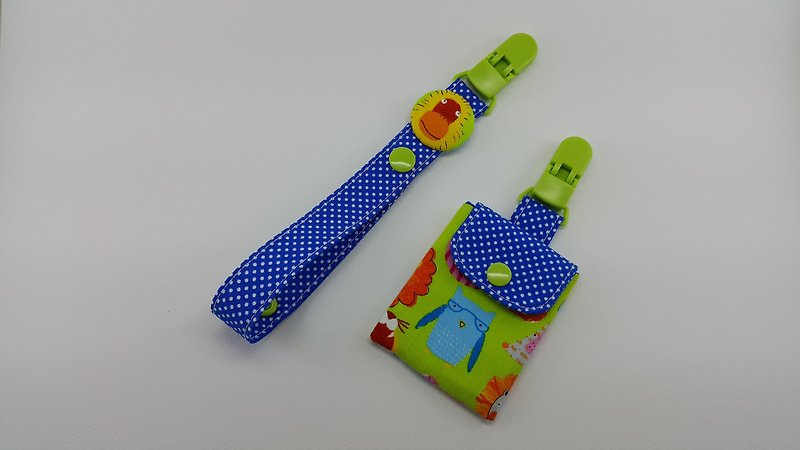 Wonderful zoo births talismans gift bags clip + pacifier clip chain (navy blue) - Baby Gift Sets - Cotton & Hemp Blue