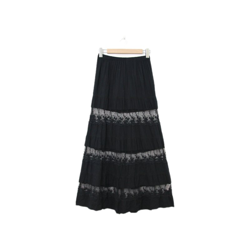 Back to Green-復古長裙 經典黑 半透膚 M-24//vintage skirt - 裙子/長裙 - 棉．麻 