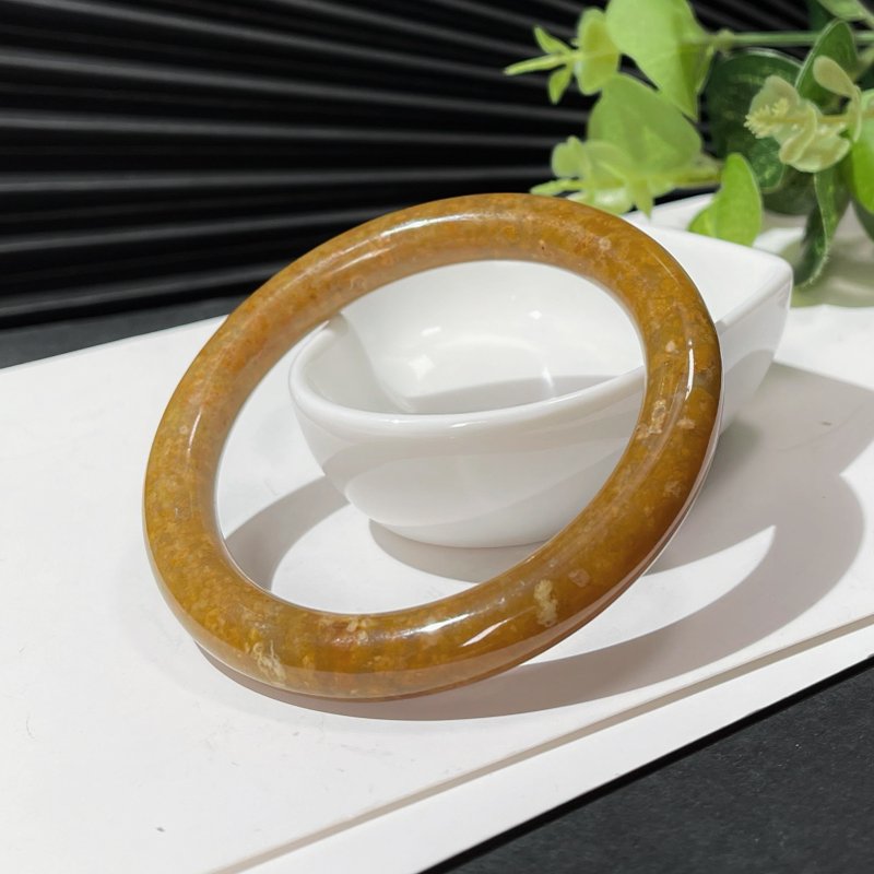 Natural Honey Color Agate Bangle 57MM Bangle Body with Geode - Bracelets - Semi-Precious Stones 