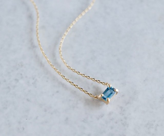 Aquamarine octagon necklace [P086K10YG(AQ)] - Shop ateliersimo