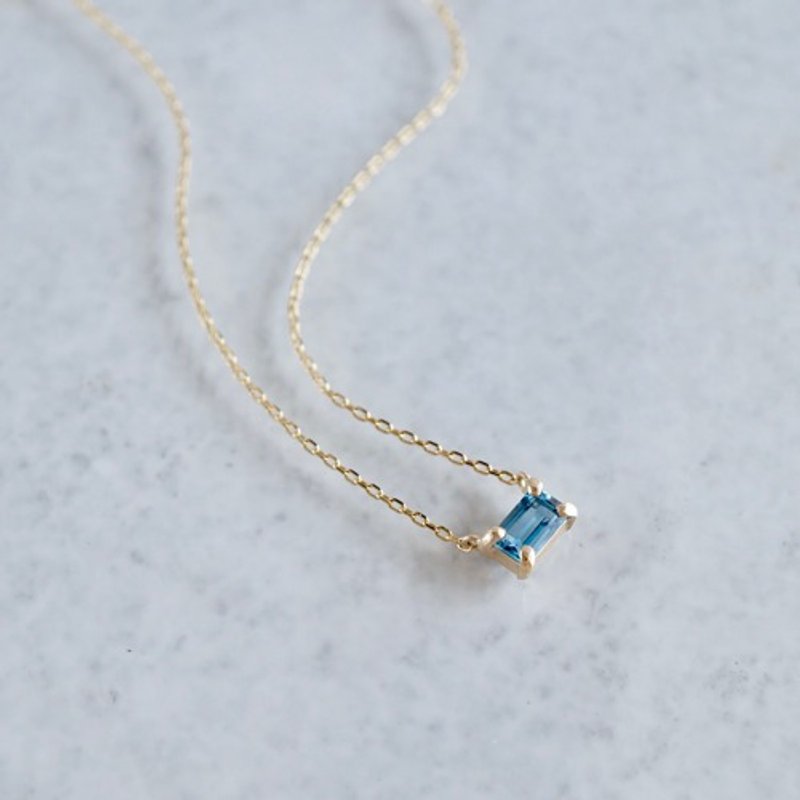 Aquamarine octagon necklace [P086K10YG(AQ)] - Necklaces - Gemstone 