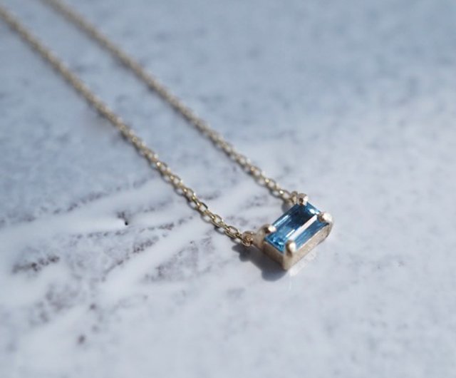 Aquamarine octagon necklace [P086K10YG(AQ)] - Shop ateliersimo