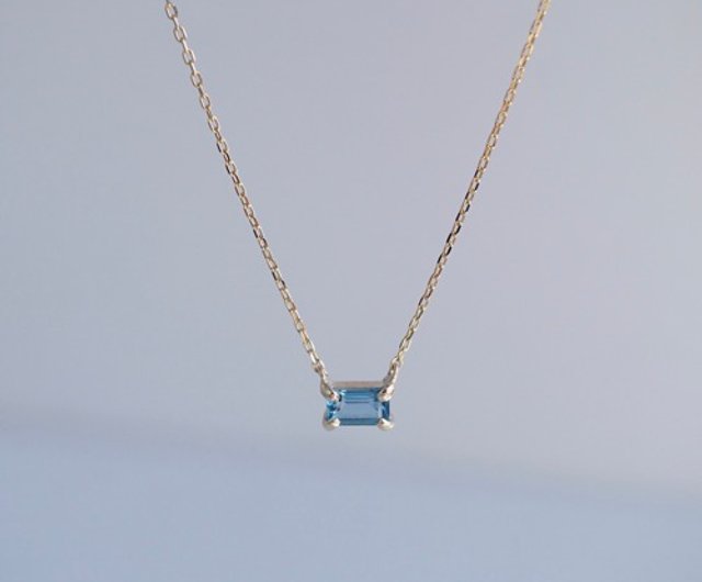 Aquamarine octagon necklace [P086K10YG(AQ)] - Shop ateliersimo