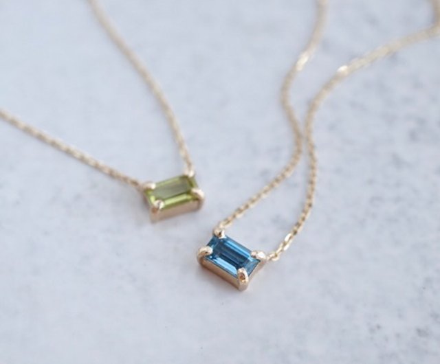 Aquamarine octagon necklace [P086K10YG(AQ)] - Shop ateliersimo