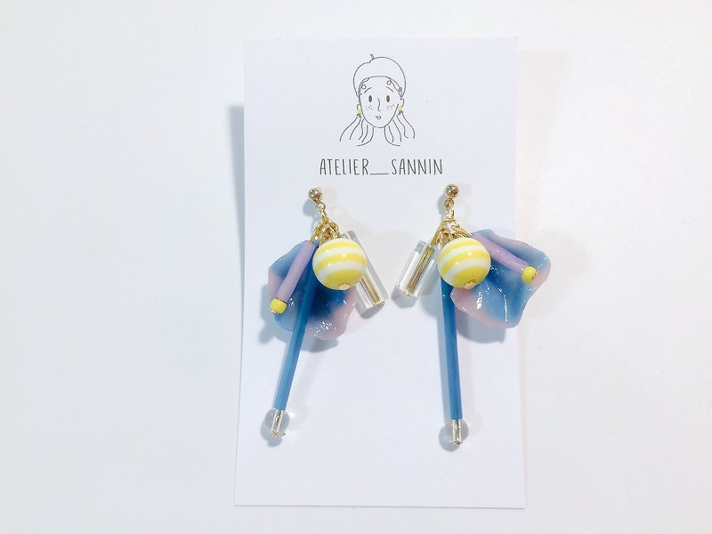 Petal lollipops drape handmade earrings ear / ear clip - Earrings & Clip-ons - Other Materials Multicolor