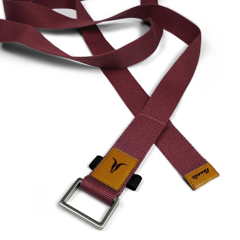 【NAMASTE】Yoga Strap 瑜珈繩240cm(寬4cm) - 酒紅 - 運動/健身器材 - 棉．麻 紅色