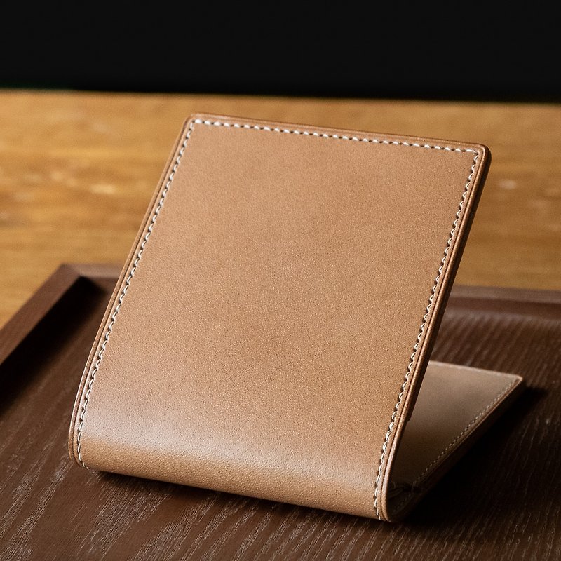 訂製植鞣手工短夾皮夾/卡其色/bifold wallet Italia  leather - 銀包 - 真皮 卡其色