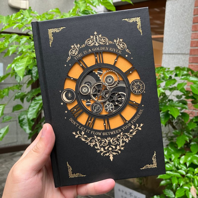 Customized product laser engraving time hardcover note book can be engraved with text and name - Notebooks & Journals - Paper Black