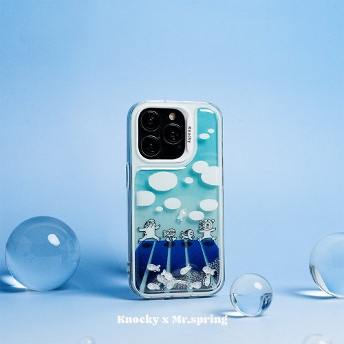 Knocky 原創 春天先生 聯名款【春天先生陸地走】iPhone15 流沙珠珠手機保護殼