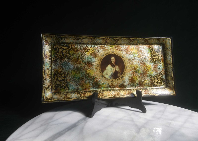 【OLD-TIME】Early Second-hand Taiwan-made Special Firing Glass Ornament Plate - Storage - Other Materials Multicolor