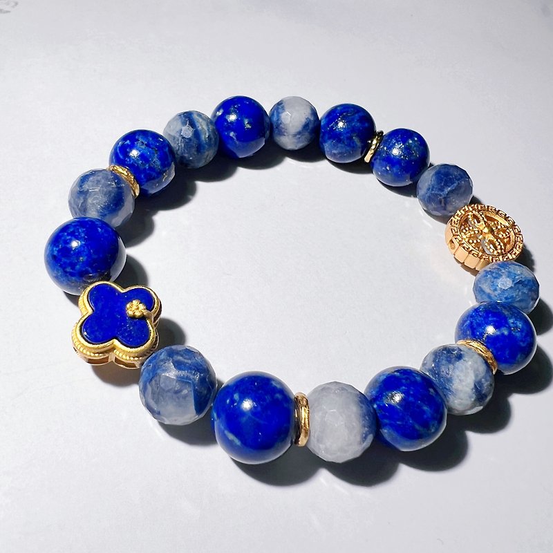 Lapis Lazuli Blue Line Stone Design Bracelet - Bracelets - Crystal Blue
