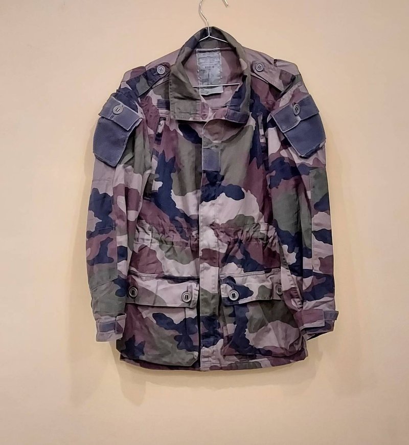 French public T4 camouflage windproof high collar zipper jacket military jacket coat J style made in France - Men's Coats & Jackets - Cotton & Hemp Green