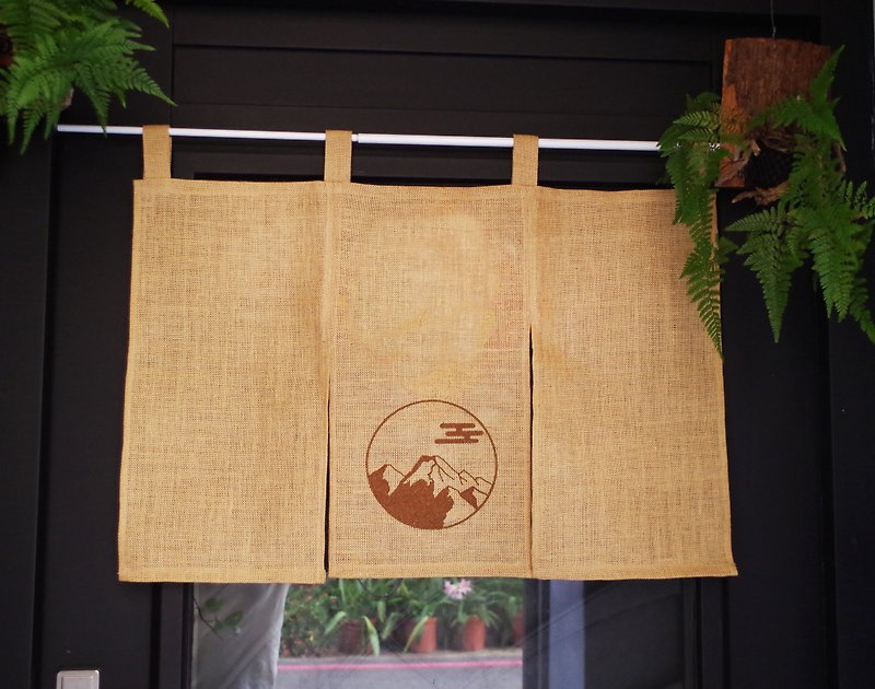 Embroidered Japanese door curtain (ear-hanging type) (beige hemp plant) __ Free shipping on home decorations Wenqing - Doorway Curtains & Door Signs - Cotton & Hemp Khaki
