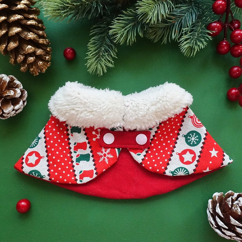 クリスマス限定*楽しいクリスマスプレスペットショール - 洋服・帽子 - コットン・麻 レッド