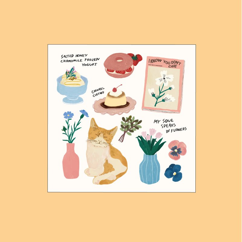 Give me flower while I'm living Postcard - 卡片/明信片 - 紙 多色