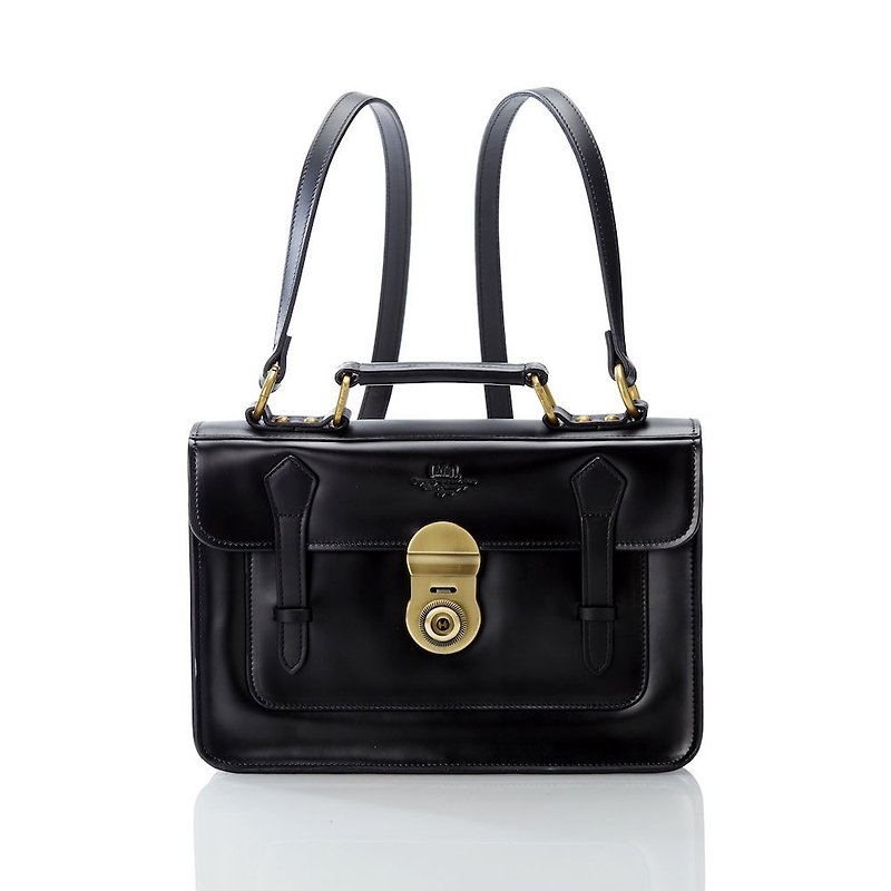 Full black leather bag official type - small - กระเป๋าแมสเซนเจอร์ - หนังแท้ สีดำ