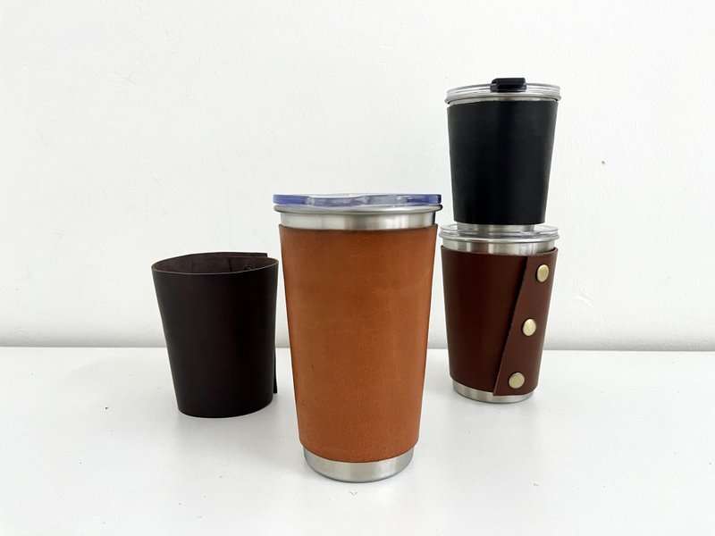 Personalized Leather Cup Sleeve Camping Cup Holder Coffee Cup Sleeve Tea Mug - Cups - Genuine Leather 