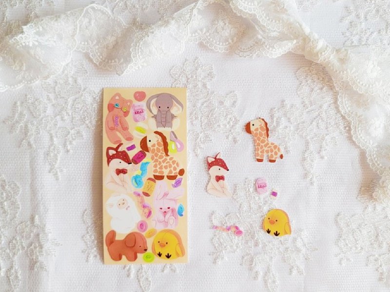 Sewing Doll - cute animal seal sticker (hirin) - 貼紙 - 紙 多色