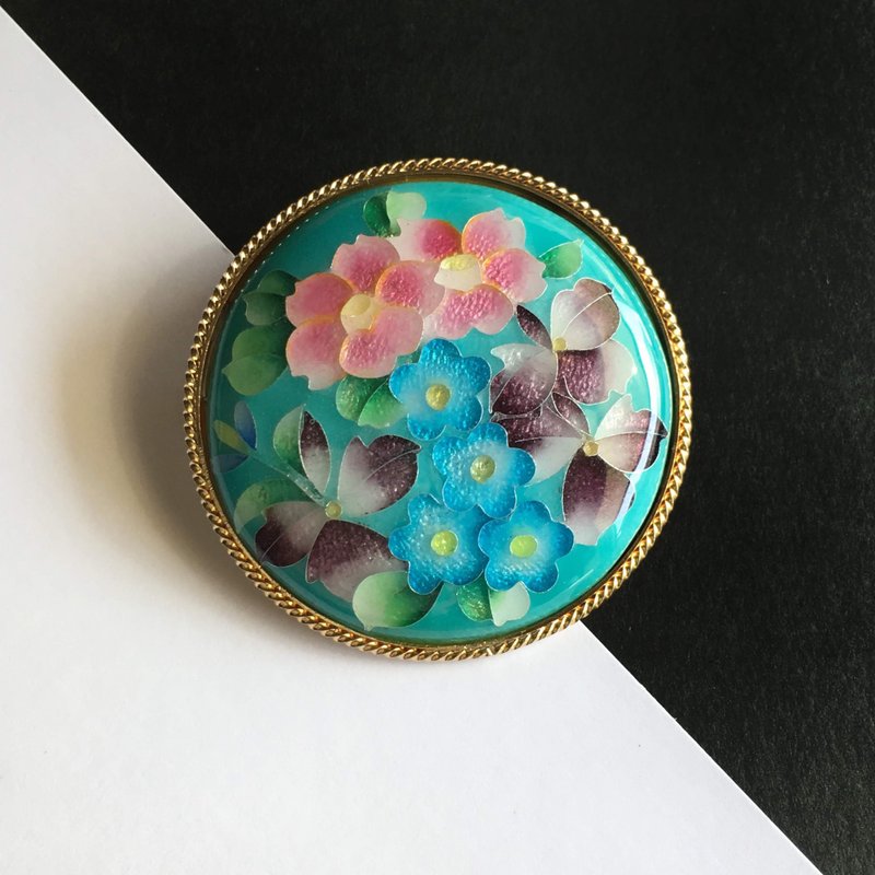 花詰 七宝焼のブローチ 純銀胎有線七宝 伝統工芸品 - 胸針 - 其他材質 多色