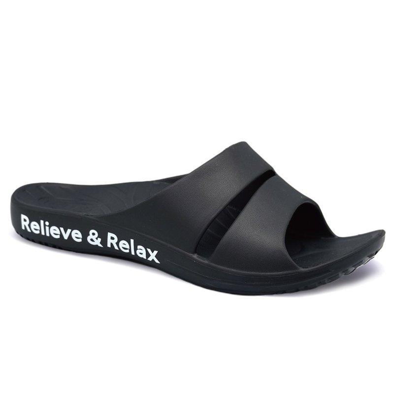 [ATTA] Simple double-strap slippers with even pressure on the soles of the feet and arches - black - รองเท้าแตะ - พลาสติก 