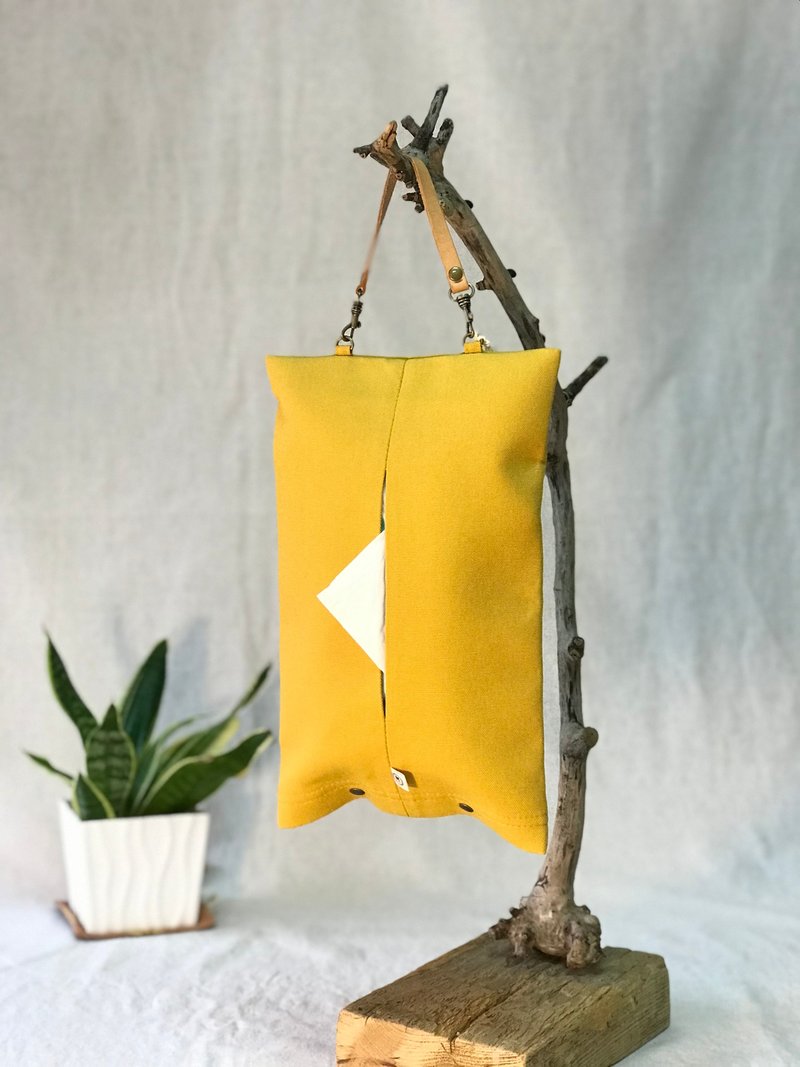 Yellow Taiwan Canvas Tissue Cover/Car Tissue Cover - Tissue Boxes - Cotton & Hemp Yellow