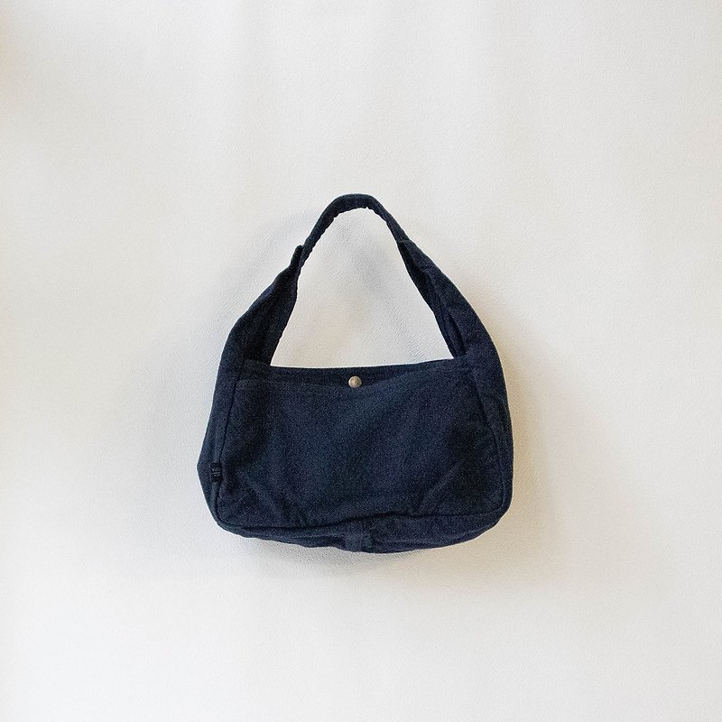 Plain shoulder [dark blue] (VC-31) - Messenger Bags & Sling Bags - Cotton & Hemp Blue