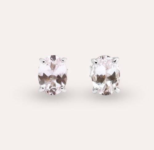 安珠 AND JEWEL 每天配戴的天然寶石 AND 摩根石 粉色 橢圓 5*7mm 耳環 經典系列 Oval E 天然寶石