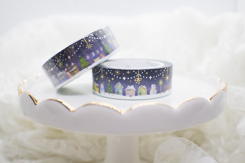 Bronzing paper tape-Winter Night Town - Washi Tape - Paper Multicolor