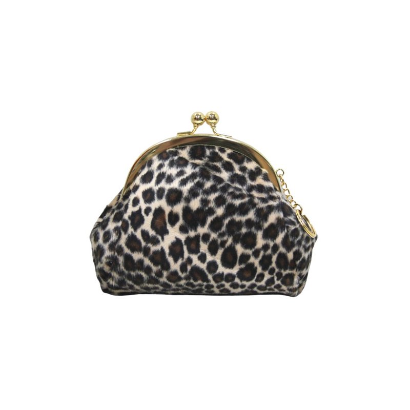 [Made in Taiwan] Tiger You Happy Leopard Print Crescent Bag-L Framed Gold Bag - Coin Purses - Other Materials Brown