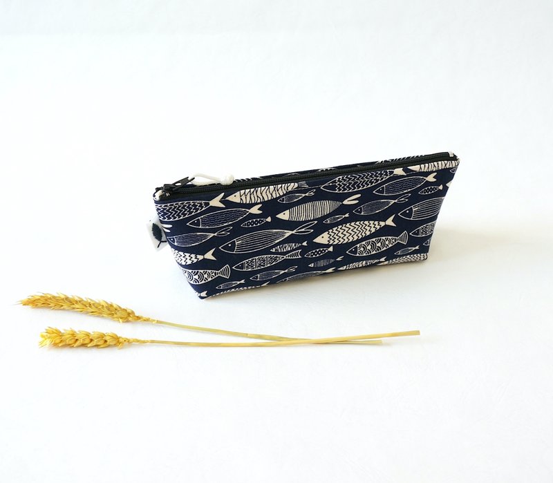 /Fish//pen bag/stationery bag/painting bag/storage bag - Pencil Cases - Cotton & Hemp Blue