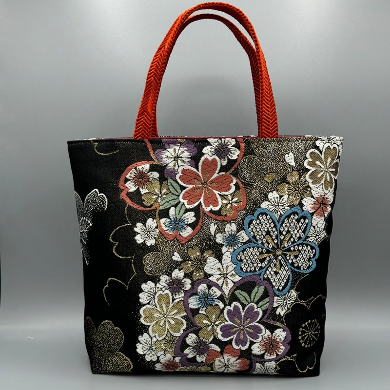 Kimono Obijime Remake Tote bag - Handbags & Totes - Silk Black