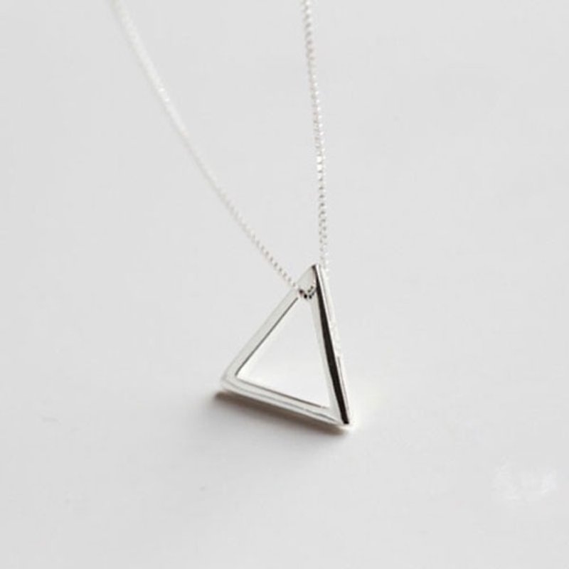 [Handmade custom silverware] geometric triangle | sterling silver necklace clavicle chain | - Necklaces - Sterling Silver Silver