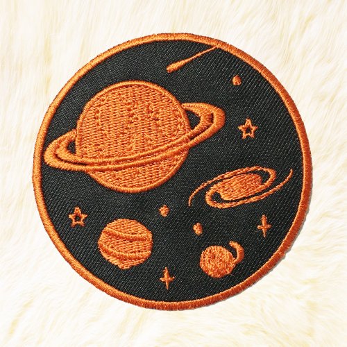 24PlanetsStudio Saturn #04 Copper color Iron on Patch Buy 3 Get 1 Free