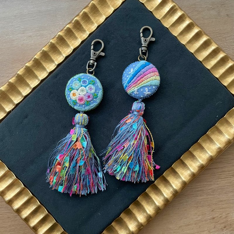 Bag Charm with a Rainbow Tassel - Other - Cotton & Hemp Multicolor