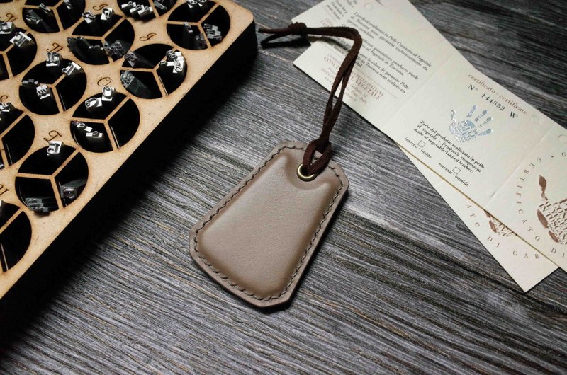 Shaped Easy Card Chip Charm - Type B - Gray - Keychains - Genuine Leather Khaki