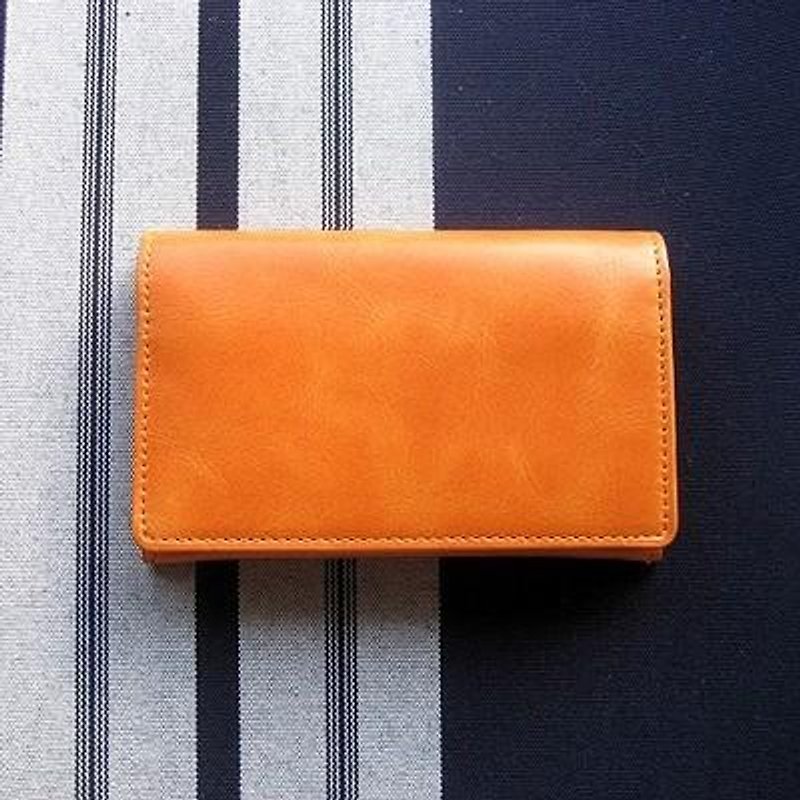 Leather business card holder Genoa Orange - Card Stands - Genuine Leather Orange