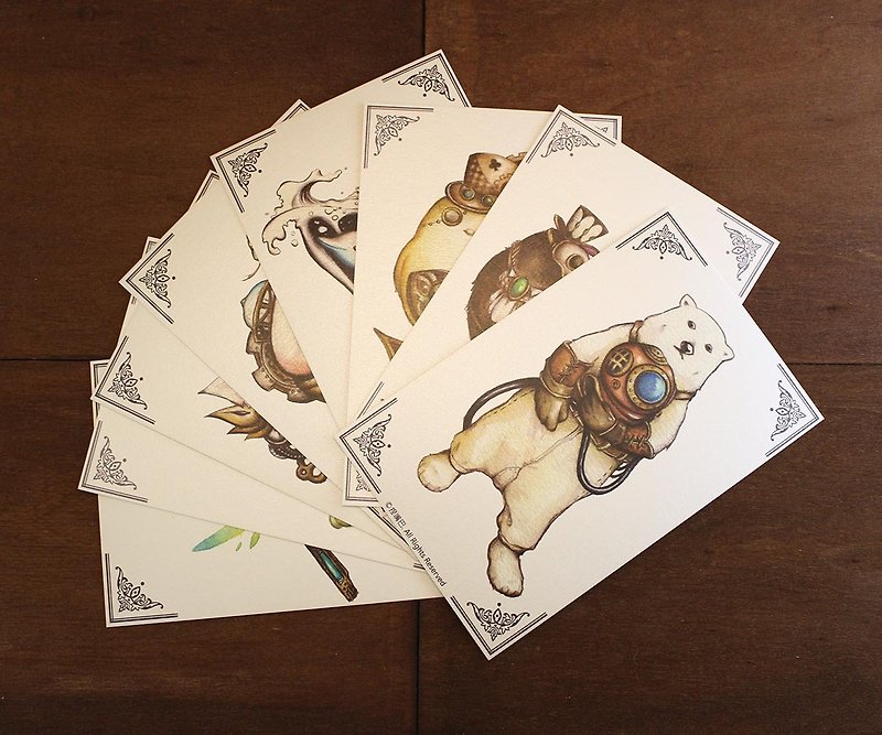 SteamPunk Steampunk Animal Postcard Set - Cards & Postcards - Paper Multicolor