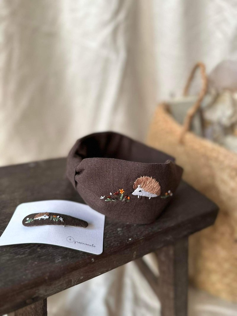 Customized hedgehog headbands and hair clips - Hair Accessories - Cotton & Hemp Brown